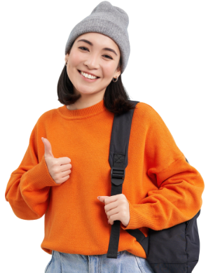 student giving a thumbs up